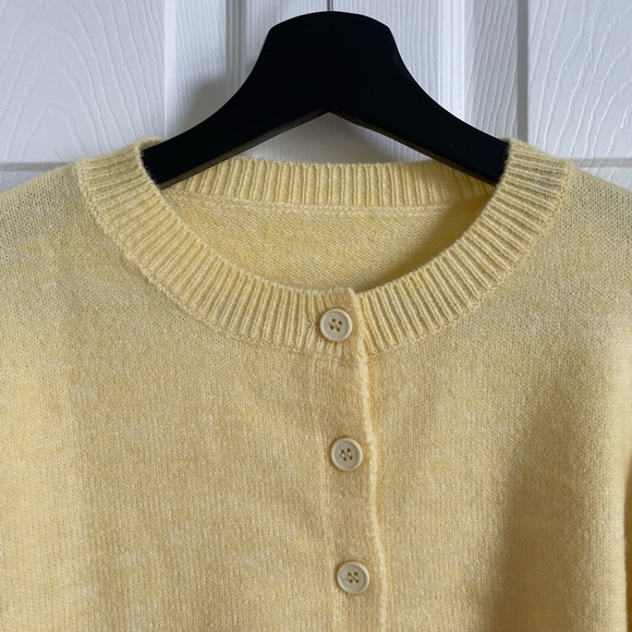 Yellow Button-Up Women's Sweater - Picture 2 of 3